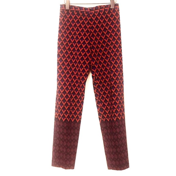 Amazing Red/Blue Silk-Like Printed Pants - NWOT - Picture 1 of 7